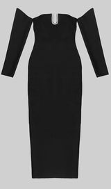 SLIM-FIT CHEST HOLLOW OFF-THE-SHOULDER MAXI DRESS IN BLACK styleofcb