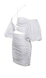 BUBBLE SLEEVE MINI DRESS IN WHITE Dresses styleofcb