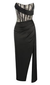 STRAPLESS CORSET MIDI DRESS IN BLACK styleofcb