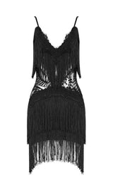 TASSEL LACE MINI DRESS IN PINK Dresses styleofcb XS BLACK