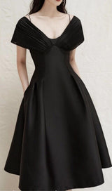 V NECK SLINKY MIDI DRESS styleofcb