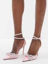 BOW CRYSTAL SATIN HEELS IN BLUSH Shoes styleofcb