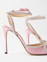 BOW CRYSTAL SATIN HEELS IN BLUSH Shoes styleofcb