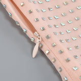 RHINESTONES MESH MINI DRESS IN NUDE DRESS sis label