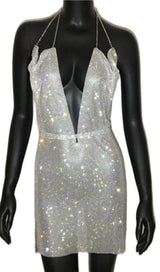 DEEP V NECK BACKLESS MINI DRESS Dresses styleofcb S SILVER