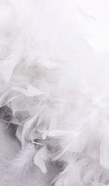 WHITE FEATHER LONG SLEEVE BLAZER MINI DRESS styleofcb