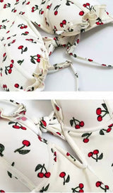 CHERRY PLUNGE SWIMSUIT - WHITE Swimsuits Oh CICI