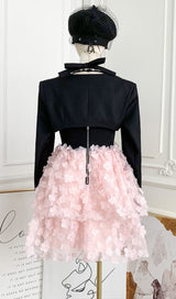 SLEEVELESS HALTER DRESS WITH PINK FLOWERS IN BLACK styleofcb