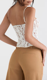 MILA IVORY LACE UNDERWIRED CORSET TOP Tops styleofcb