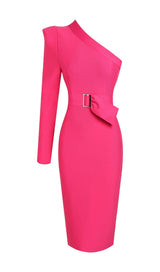 ONE SHOULDER MIDI DRESS IN PINK styleofcb