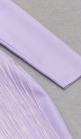 HOLLOWED-OUT SHOULDER FRINGED DRESS IN PURPLE styleofcb