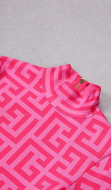 LONG SLEEVE MINI DRESS IN PINK Dresses styleofcb