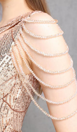 CHAMPAGNE CUTOUT SEQUIN MAXI DRESS styleofcb