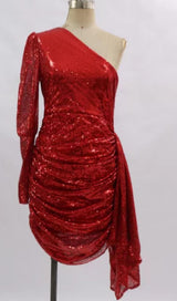 ONE SHOULDER MINI DRESS IN GREEN Dresses styleofcb