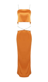 STRAP BACKLESS TWO PIECE SET IN ORANGE Clothing styleofcb