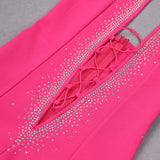 HALTER NECK CRYSTAL BACKLESS JUMPSUITS IN PINK BODYSUITS & JUMPSUITS styleofcb