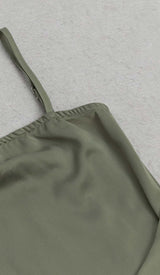 A-SILHOUETTE SATIN MIDI DRESS IN OLIVE DRESS sis label