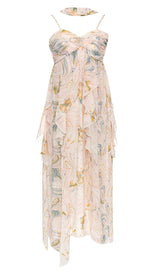 ALLOVER PRINT SPLIT THIGH BACKLESS DRESS DRESS sis label