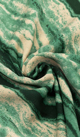 ALLOVER PRINT CUT OUT PUFF SLEEVE DRESS IN EMERALD GEMSTONE DRESS STYLE OF CB