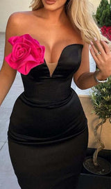 APPLIQUÉD BANDEAU MAXI DRESS IN BLACK DRESS styleofcb