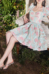 APPLIQUÉD LACE EMBROIDERED TWO PIECE IN BLUE DRESS STYLE OF CB