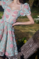 APPLIQUÉD LACE EMBROIDERED TWO PIECE IN BLUE DRESS STYLE OF CB