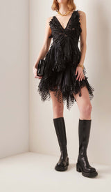 APPLIQUÉD TULLE MINI DRESS IN BLACK DRESS STYLE OF CB