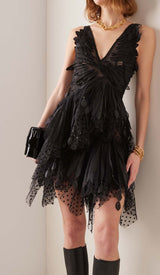 APPLIQUÉD TULLE MINI DRESS IN BLACK DRESS STYLE OF CB