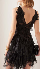 APPLIQUÉD TULLE MINI DRESS IN BLACK DRESS STYLE OF CB
