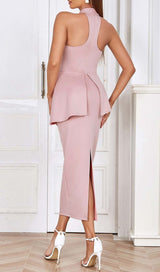 APPLIQUÉD BANDAGE MIDII DRESS IN PALE PINK DRESS STYLE OF CB