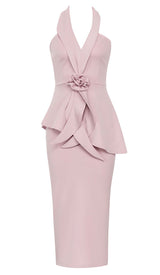 APPLIQUÉD BANDAGE MIDII DRESS IN PALE PINK DRESS STYLE OF CB