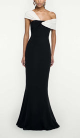 ASYMMETRIC OFF-THE-SHOULDER MAXI DRESS IN BLACK DRESS sis label