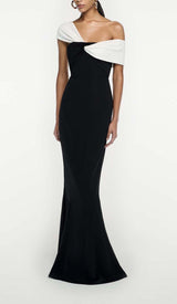 ASYMMETRIC OFF-THE-SHOULDER MAXI DRESS IN BLACK DRESS sis label