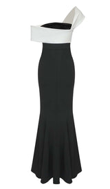 ASYMMETRIC OFF-THE-SHOULDER MAXI DRESS IN BLACK DRESS sis label