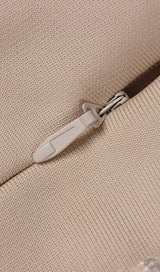 ASYMMETRIC SEQUIN RUCHED MINI DRESS IN BEIGE Dresses styleofcb