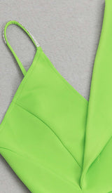 ASYMMETRIC SHOULDER MIDI DRESS IN GREEN DRESS STYLE OF CB