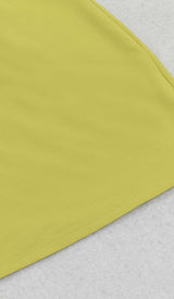 ASYMMETRICAL NECK RUFFLE MINI DRESS IN GREEN DRESS STYLE OF CB