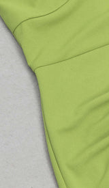 ASYMMETRICAL NECK SPLIT THIGH MIDI DRESS IN GREEN styleofcb