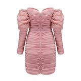 PINK BOWKNOT LONG SLEEVE MINI DRESS Dresses styleofcb