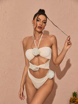 HALTERNECK CUTOUT EMBELLISHED SWIMSUIT Swimwear styleofcb