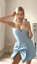 BABY BLUE CRYSTAL BOW MINI DRESS Dresses styleofcb