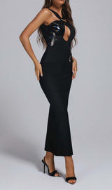 BACKLESS SLEEVELESS BANDAGE MAXI DRESS IN BLACK DRESS STYLE OF CB