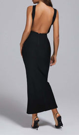 BACKLESS SLEEVELESS BANDAGE MAXI DRESS IN BLACK DRESS STYLE OF CB