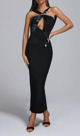 BACKLESS SLEEVELESS BANDAGE MAXI DRESS IN BLACK DRESS STYLE OF CB