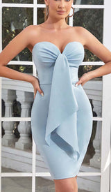 BANDEAU BODYCON MIDI DRESS IN BLUE DRESS STYLE OF CB