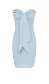 BANDEAU BODYCON MIDI DRESS IN BLUE DRESS STYLE OF CB
