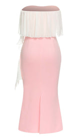 BANDEAU MERMAID MIDI DRESS IN PINK DRESS STYLE OF CB