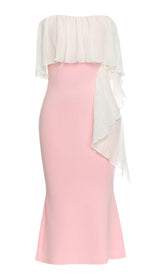 BANDEAU MERMAID MIDI DRESS IN PINK DRESS STYLE OF CB