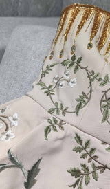 BANDEAU PRINTED JUNGLE MIDI DRESS IN BEIGE DRESS STYLE OF CB