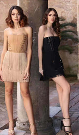 BANDEAU TASSEL MINI DRESS DRESS STYLE OF CB